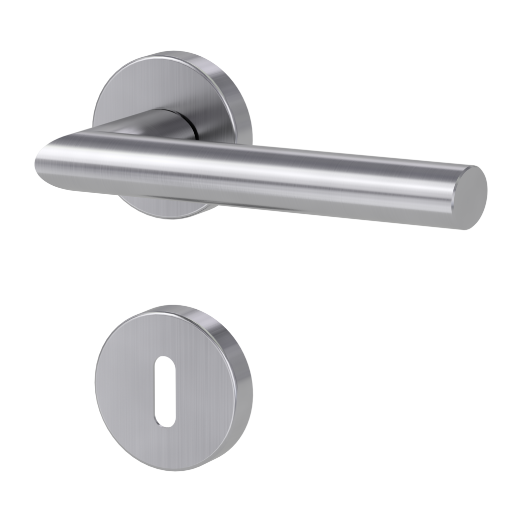 door handle set VIVIA clip on cl3 rose set round mortice lock brushed steel