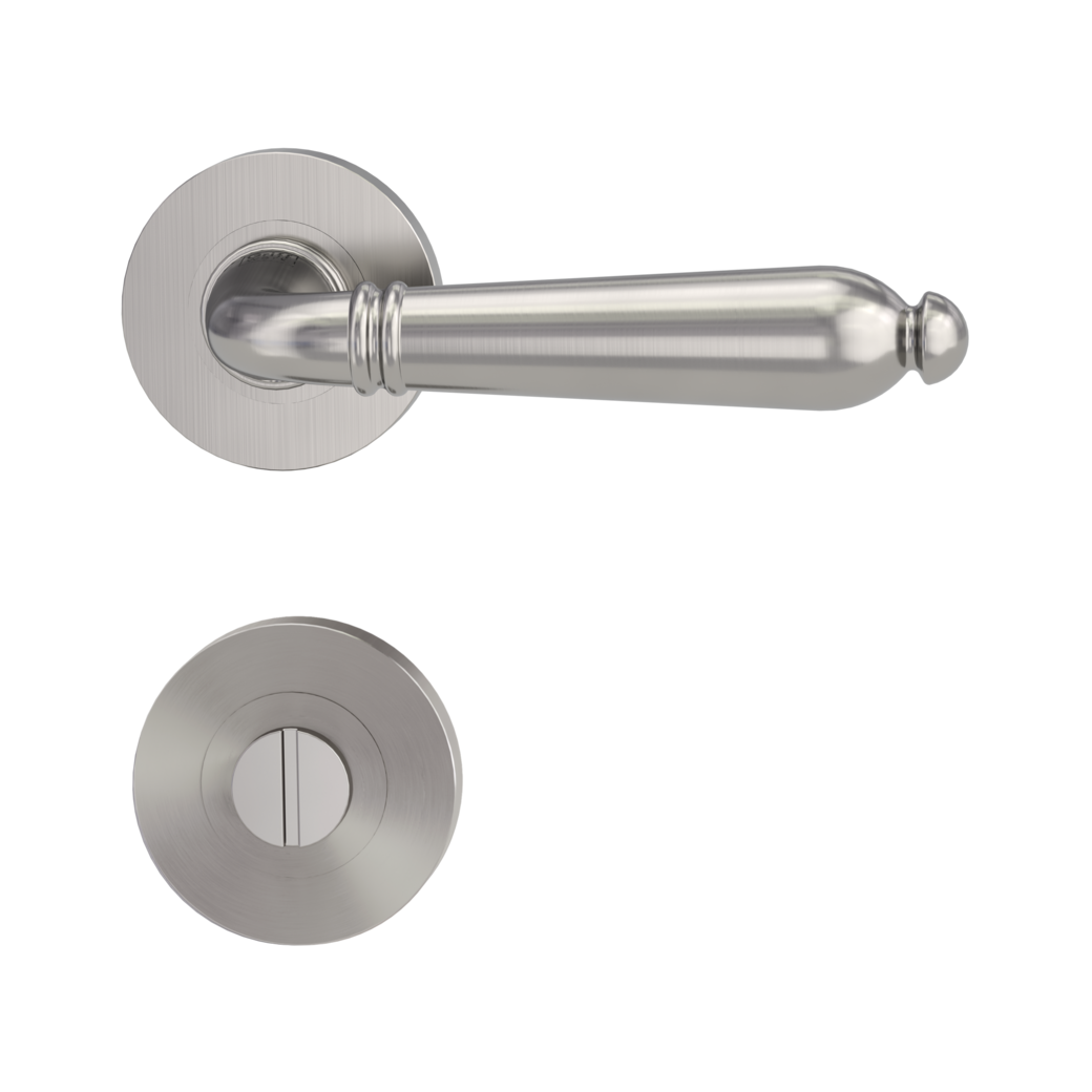 CAROLA door handle set Screw-on system GK4 round escutcheons WC velvet grey