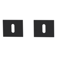 Freigestelltes Produktbild im idealen Blickwinkel fotografiert zeigt das Griffwerk Schlüsselrosettenpaar Buntbart Flachrosette, in der Version Graphitschwarz, eckig