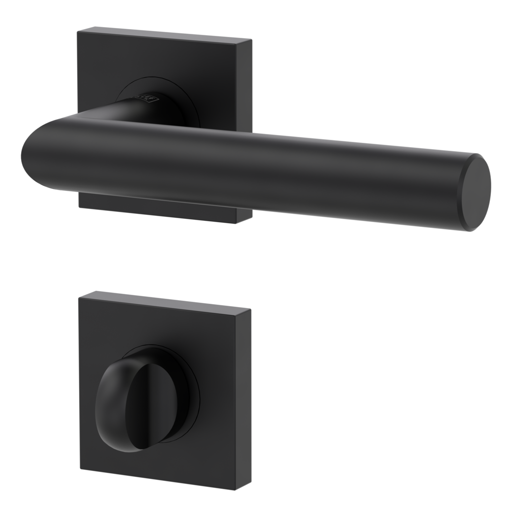 LUCIA PROF door handle set Screw-on sys.GK3 straight-edged escut. WC graphite black