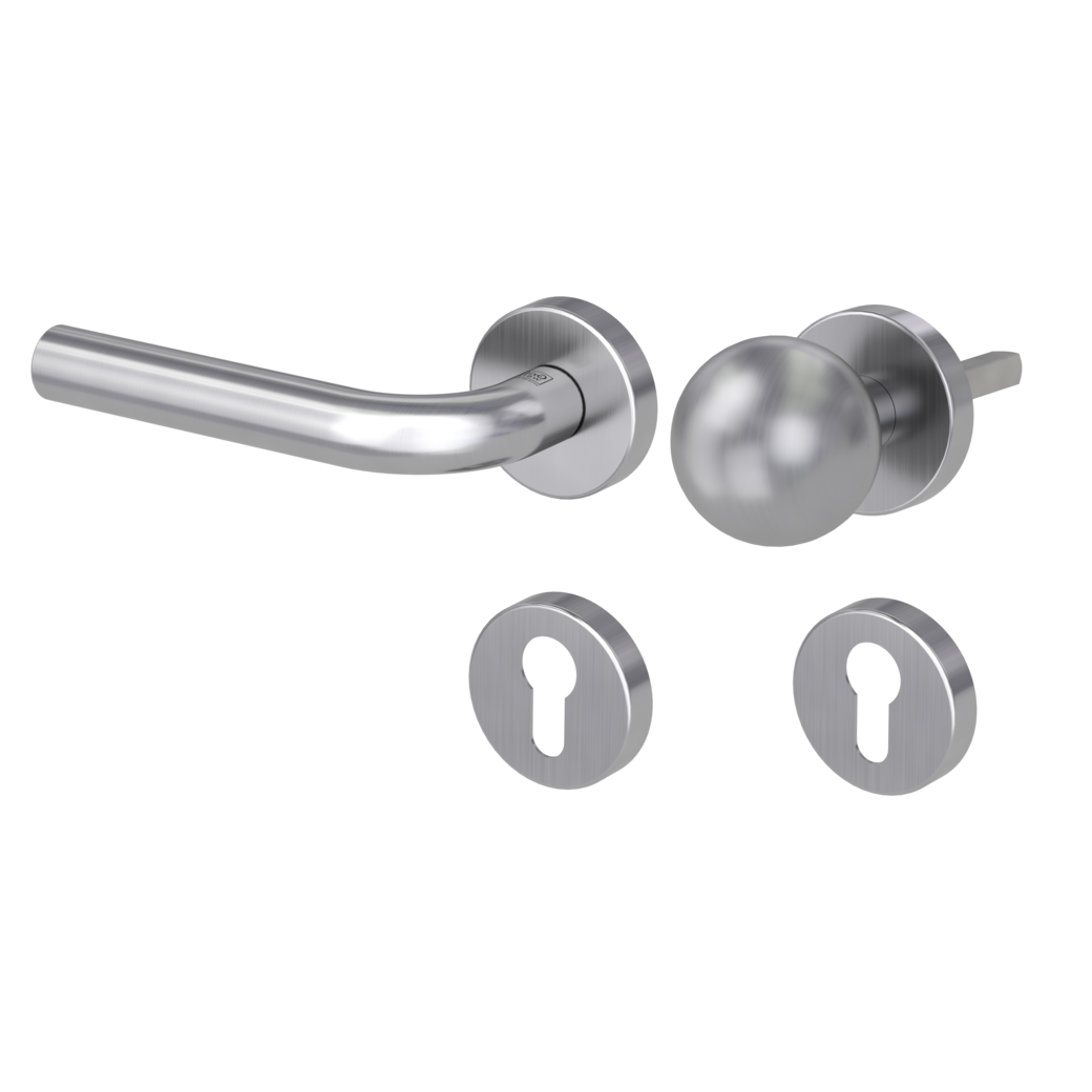 knob handle rose set DANIELA clip on cl3 rose set round knob R4 brushed steel L