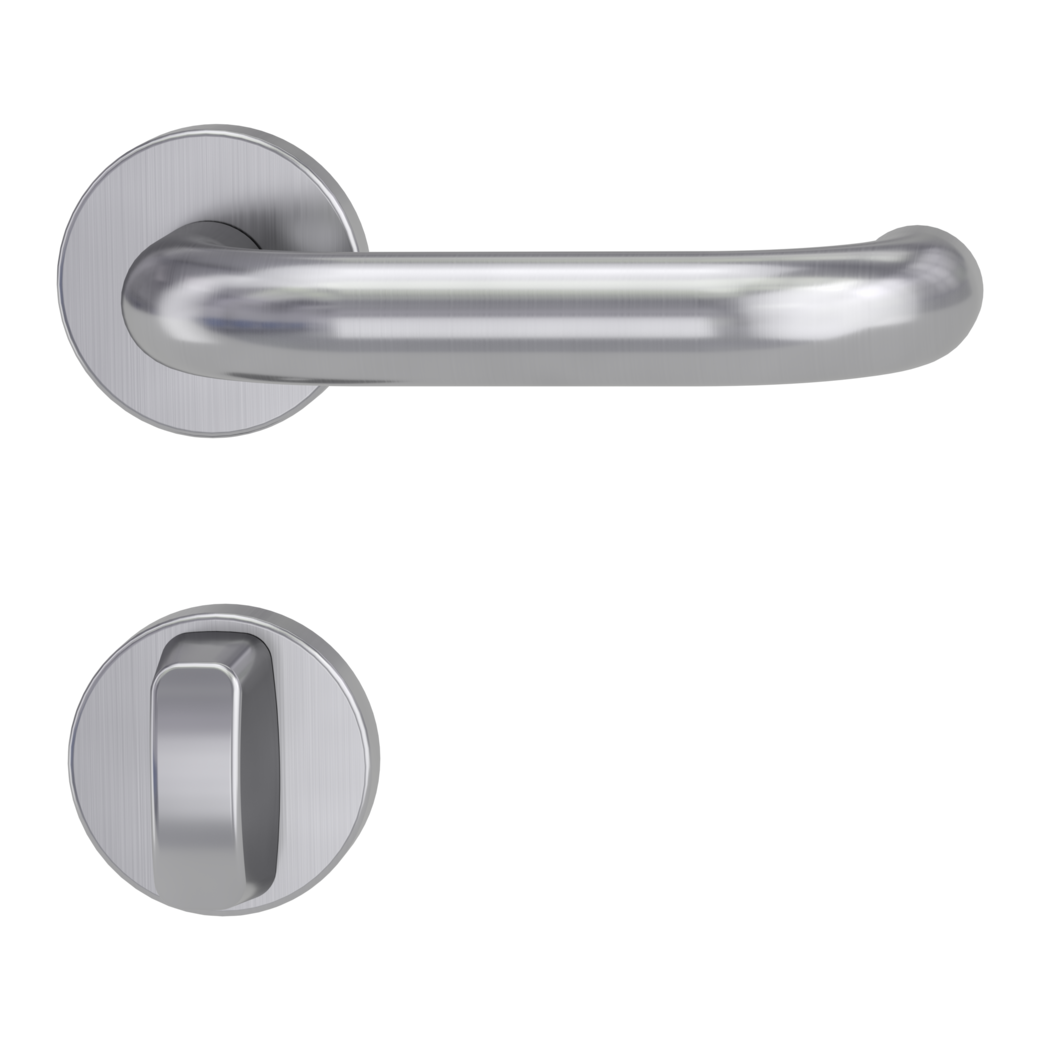ALESSIA door handle set Clip-on system GK3 round escutcheons WC satin stainless steel