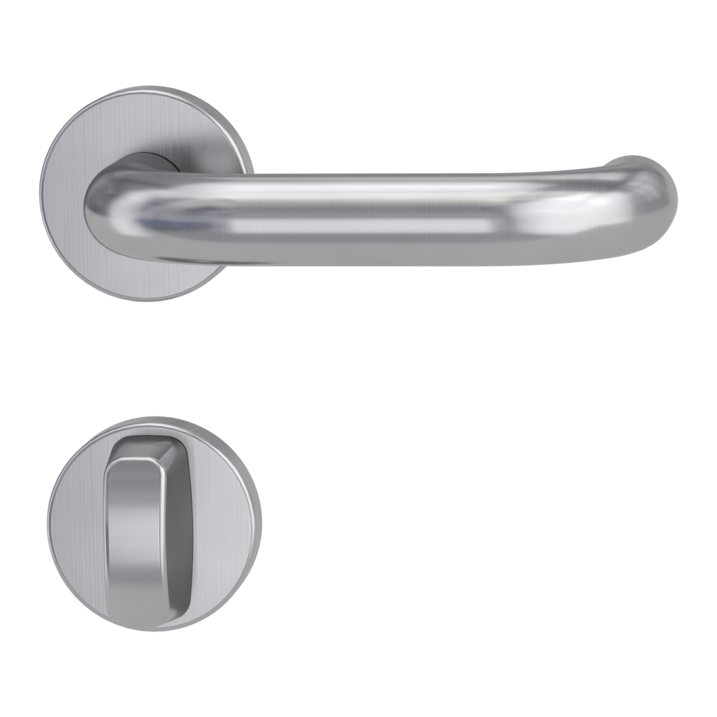 door handle set ALESSIA clip on cl3 rose set round wc brushed steel