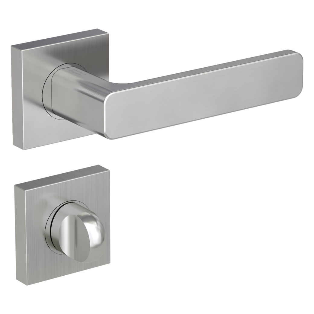 Gar.de poignée de porte MINIMAL MODERN Technique de vissage GK4 rosaces carrées WC gris satiné