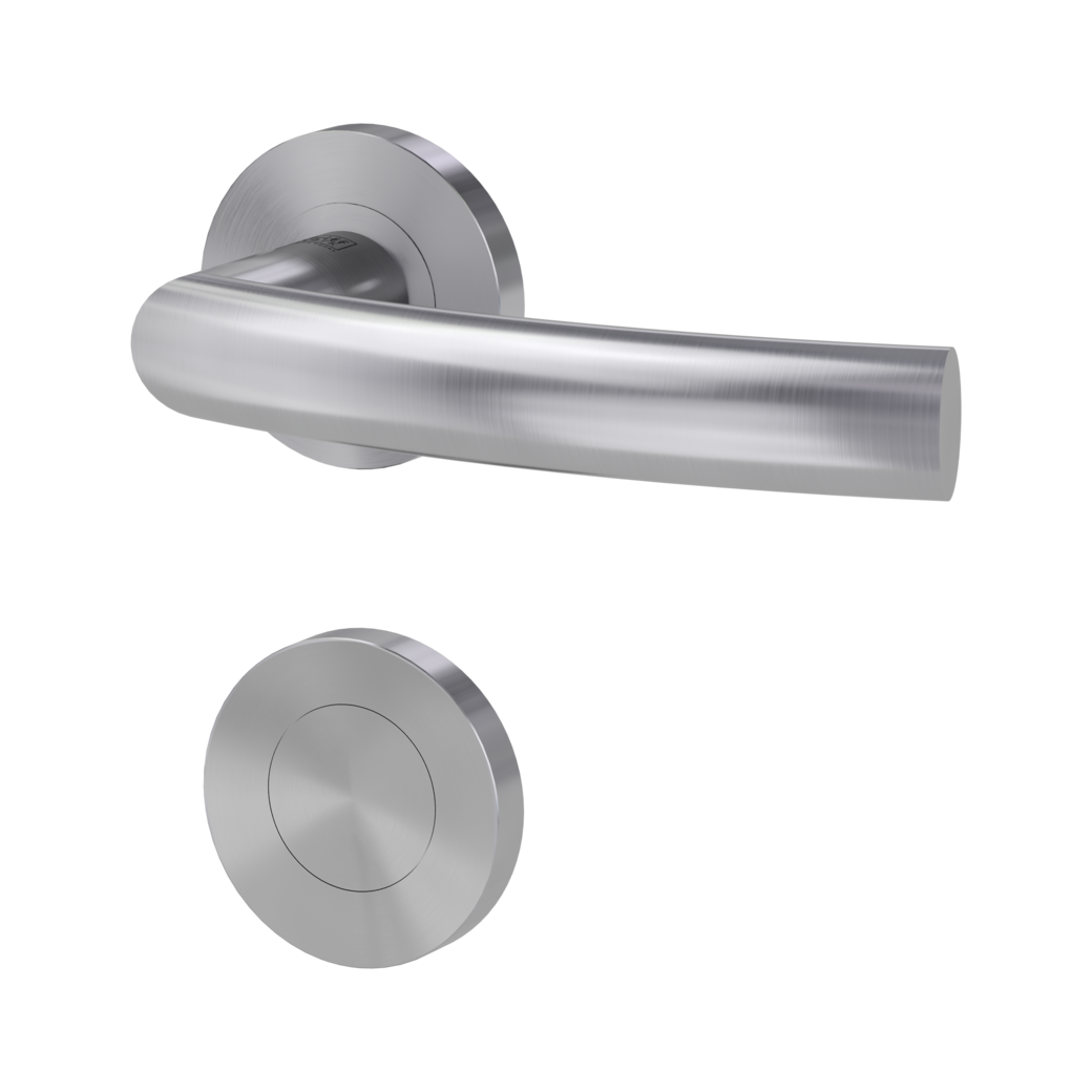 door handle set LORITA PROF screw on cl4 rose set round blank rose brushed steel