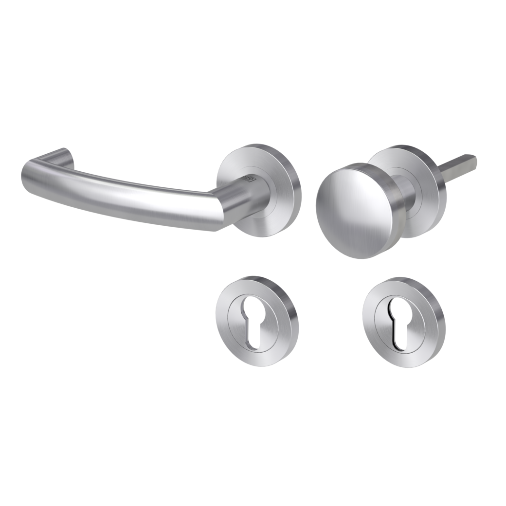 knob handle rose set LORITA PROF screw on panic rose set round knob R2 38-50mm brushed steel L