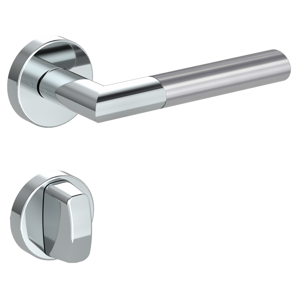 door handle set ARICA clip on cl3 rose set round wc polished/brushed steel