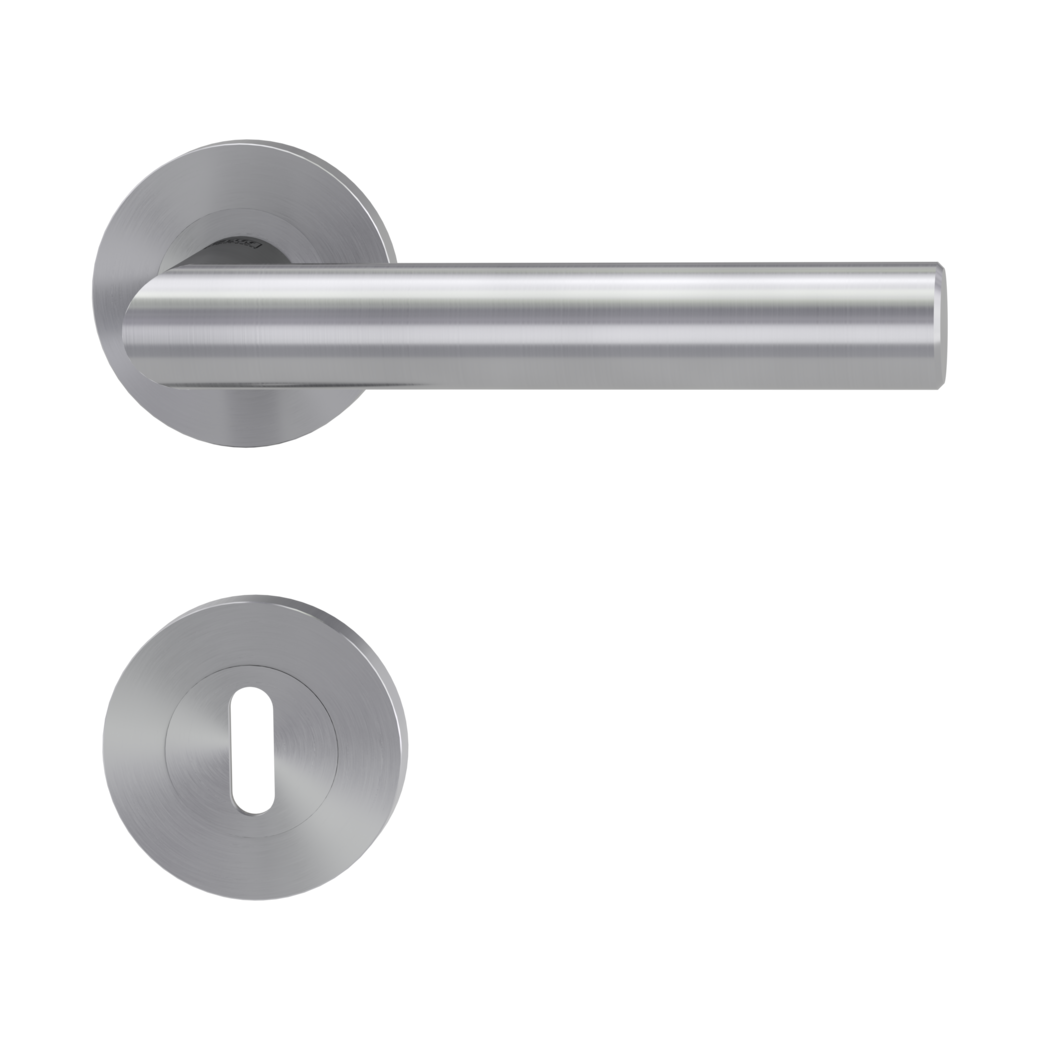LUCIA PROF door handle set Screw-on system GK4 round escutcheons Satin stainless steel cipher bit