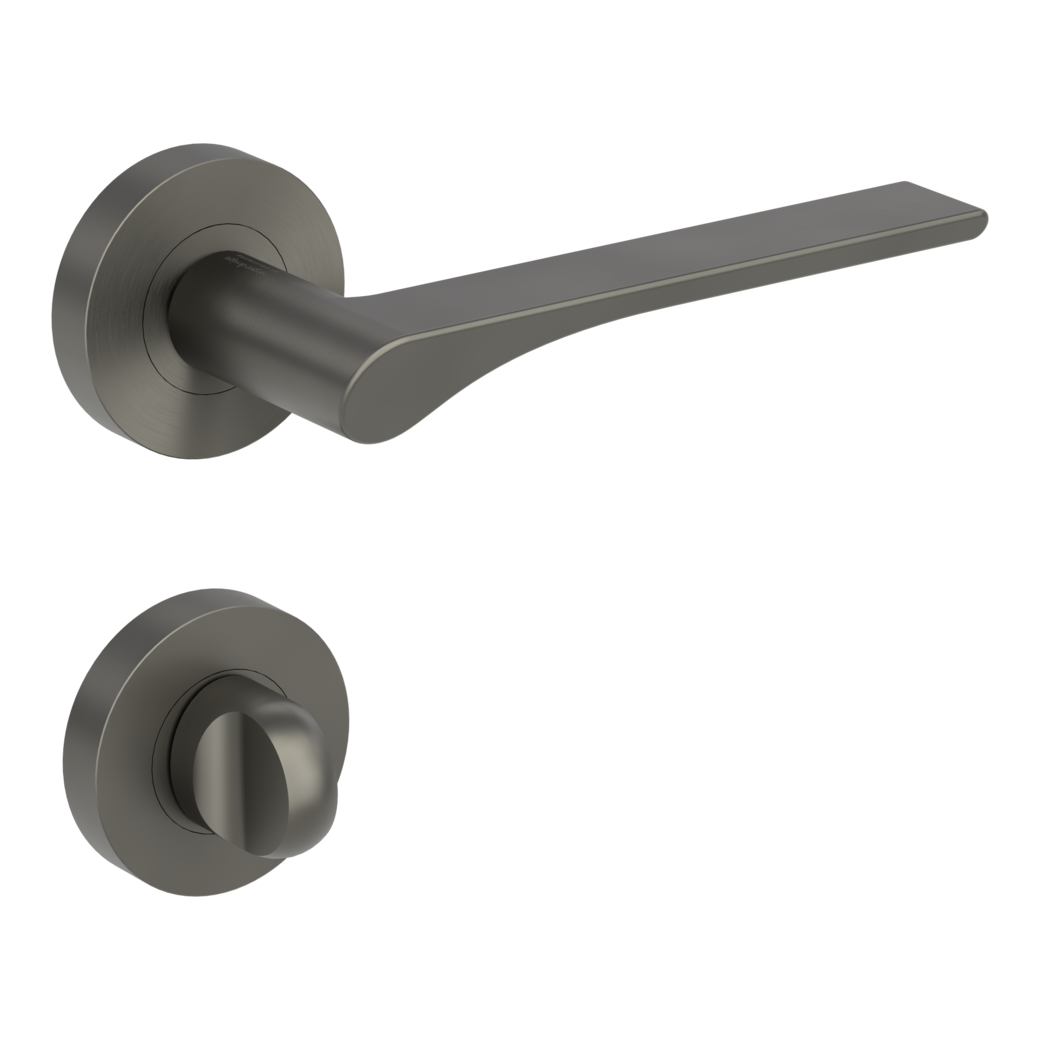 door handle set LEAF LIGHT screw on cl4 rose set round wc cashmere grey