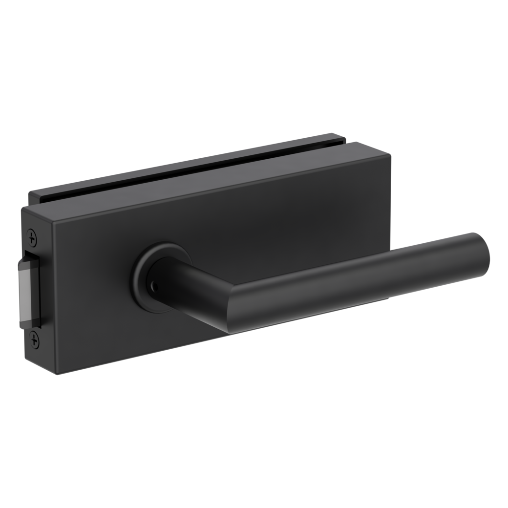 glass door lock set FABRICO unlockable silent 3-part hinges L-FORM black graphite black