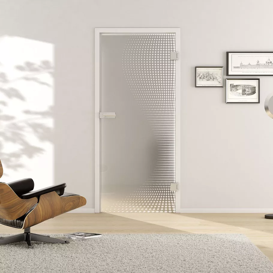 Glass revolving door DOTS 661 TSG PURE WHITE matt 709x2097x8mm Studio/Office DIN R