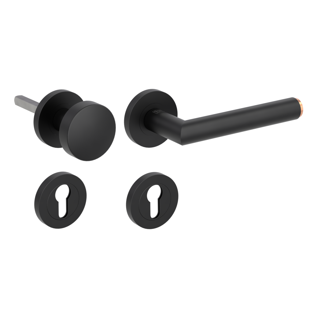 knob handle rose set LUCIA SELECT screw on cl3 rose set round knob R2 graphite black/copper R