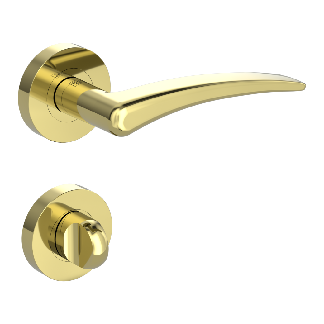 MARISA door handle set Screw-on system GK4 round escutcheons WC brass effect