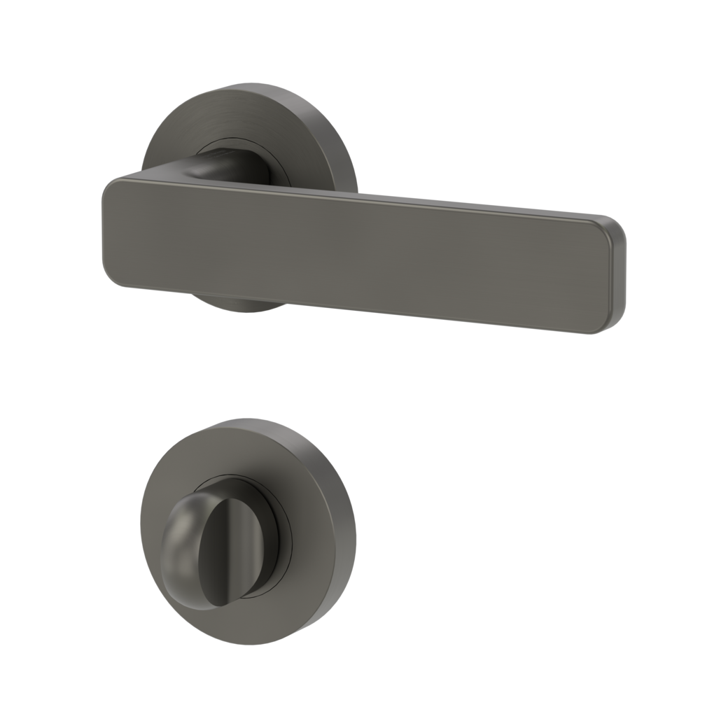 MINIMAL MODERN door handle set Screw-on system GK4 round escutcheons WC cashmere grey