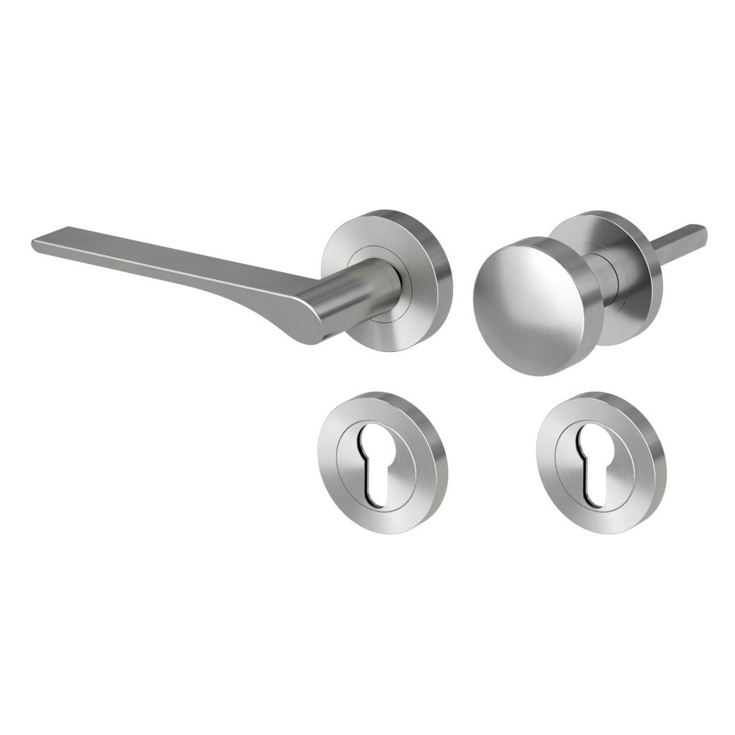 knob handle rose set LEAF LIGHT screw on cl4 rose set round knob R2 34-45mm velvety grey L