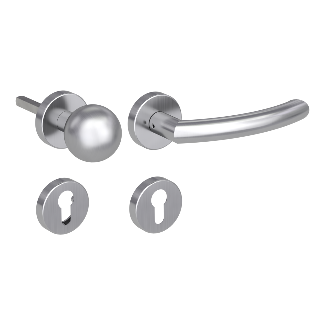 knob handle rose set VIVIA clip on cl3 rose set round knob R4 brushed steel R