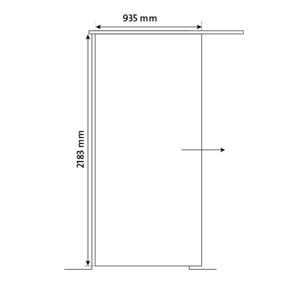 sliding glass door TYPO 628 TSG PURE WHITE clear 935x2183x8mm