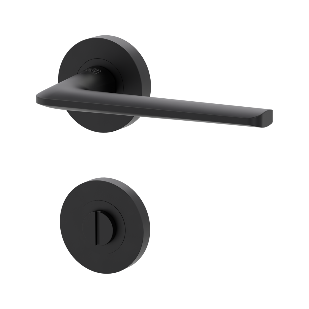 REMOTE door handle set Screw-on system GK4 round escutcheons WC graphite black