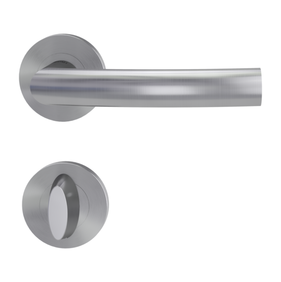 Isolated product image in perfect product view shows the GRIFFWERK rose set LOREDANA PROF in the version turn and release - polished/brushed steel - screw on technique inside view 