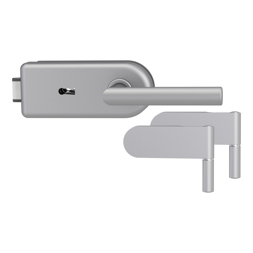 Glastürbeschlagset SMILE 1.0 Buntbart Flüster 2-tlg. Bänder L-FORM Alu EV1