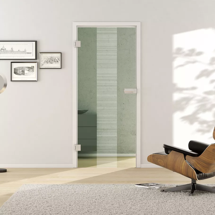 Glasdrehtür LINES 557 ESG BASIC GREEN klar 871x2013x8mm Studio/Office Ö-Norm L