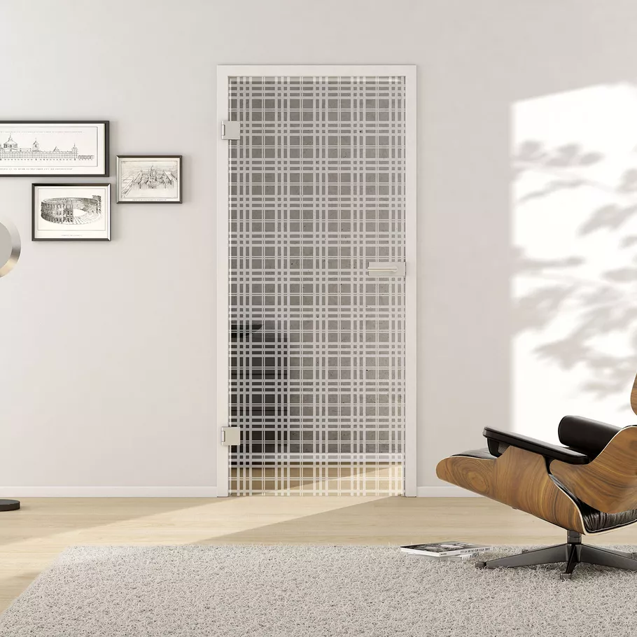 Glasdrehtür TARTAN CLASSIC ESG PURE WHITE matt 871x2013x8mm Studio/Office Ö-Norm L