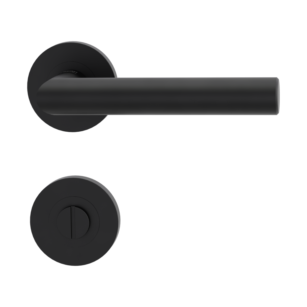 LUCIA PROF door handle set Screw-on system GK3 round escutcheons WC graphite black