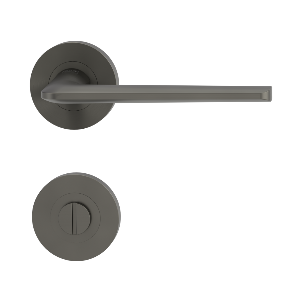 REMOTE door handle set Screw-on system GK4 round escutcheons WC cashmere grey