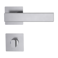 Freigestelltes Produktbild im idealen Blickwinkel fotografiert zeigt die GRIFFWERK Rosettengarnitur ULMER GRIFF in der Ausführung WC-Schließer - Graphitschwarz - Klipptechnik Innenansicht 