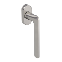 Silhouette product image in perfect product view shows the Griffwerk window handle REMOTE in the version unlockable, velvety grey