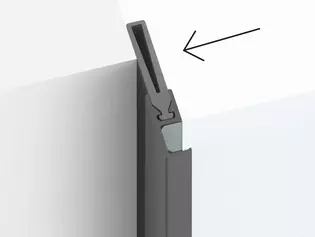 La technique de PLANEO AIR SILENT - efficacité maximale, visibilité minimale. Une lèvre en caoutchouc assure l'étanchéité directement dans l'embrasure du mur. 