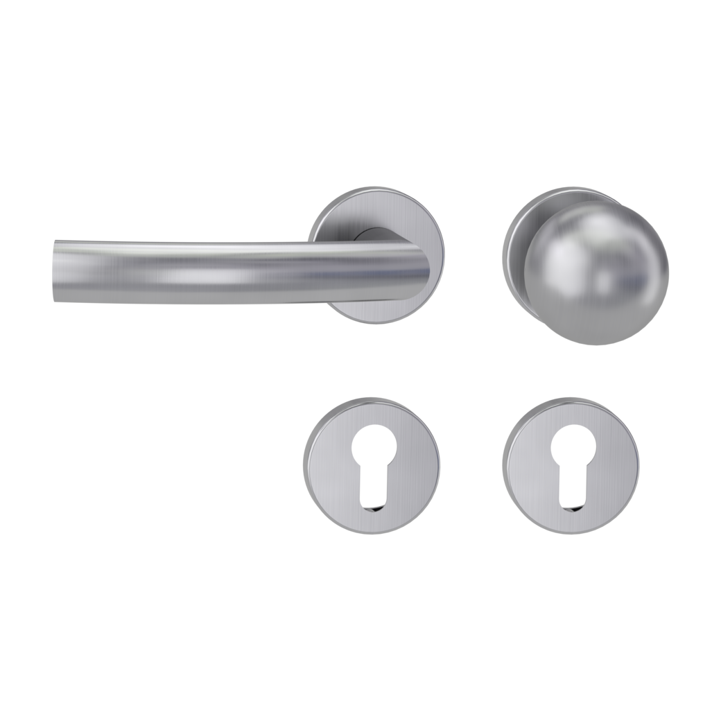 knob handle rose set LORITA clip on cl3 rose set round knob R4 brushed steel L