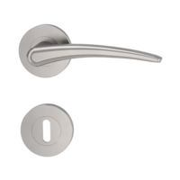 Isolated product image in perfect product view shows the GRIFFWERK rose set MARISA in the version mortice lock - nickel matt - screw on technique