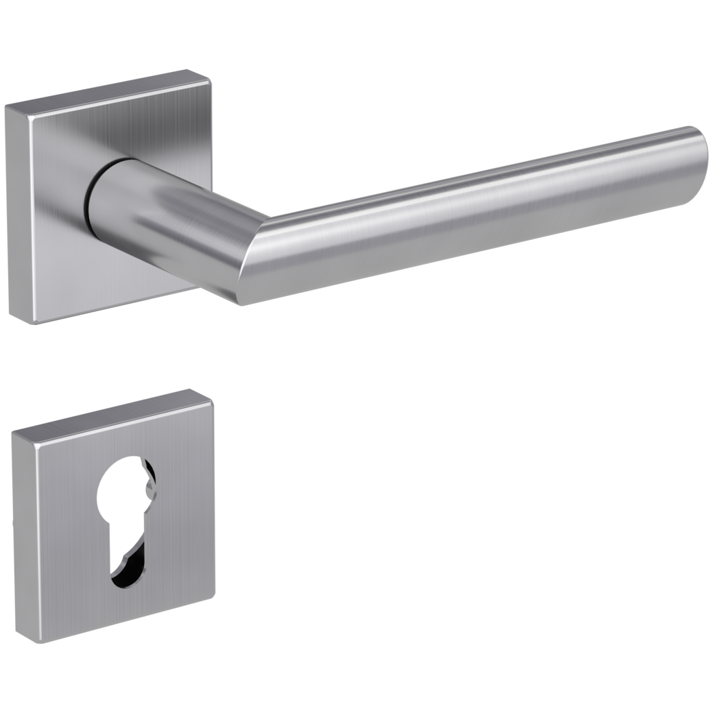 door handle set OVIDA QUATTRO clip on cl3 rose set square euro profile brushed steel