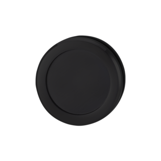 Freigestelltes Produktbild im idealen Blickwinkel fotografiert zeigt das Griffwerk Griffmuschelpaar CIRCLE in der Version Graphitschwarz, Klebetechnik