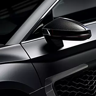 Mirror symmetry: detailed image of the Audi R8 side mirror