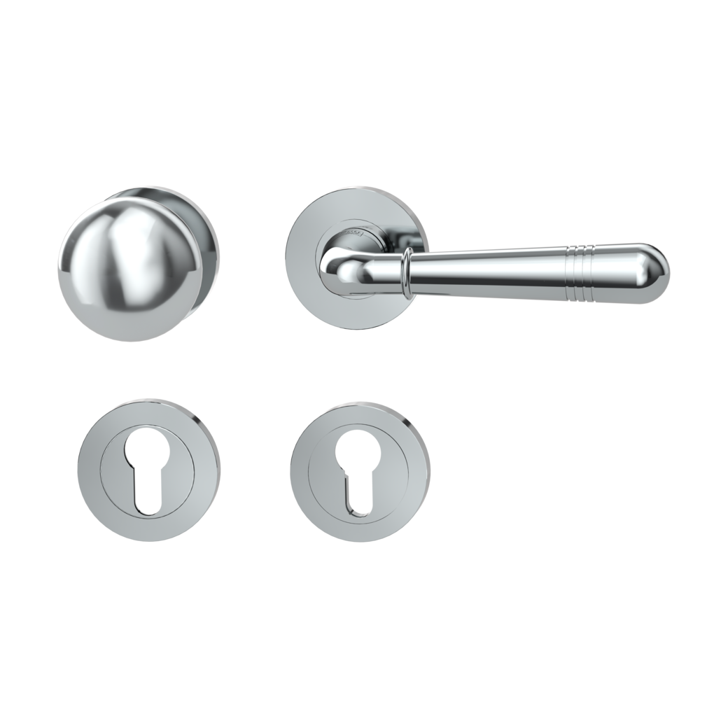 knob handle rose set FABIA screw on cl4 rose set round knob R21 chrome R
