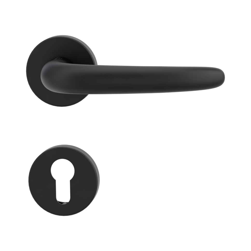ULMER GRIFF door handle set Clip-on system GK3 round escutcheons Profile cylinder graphite black