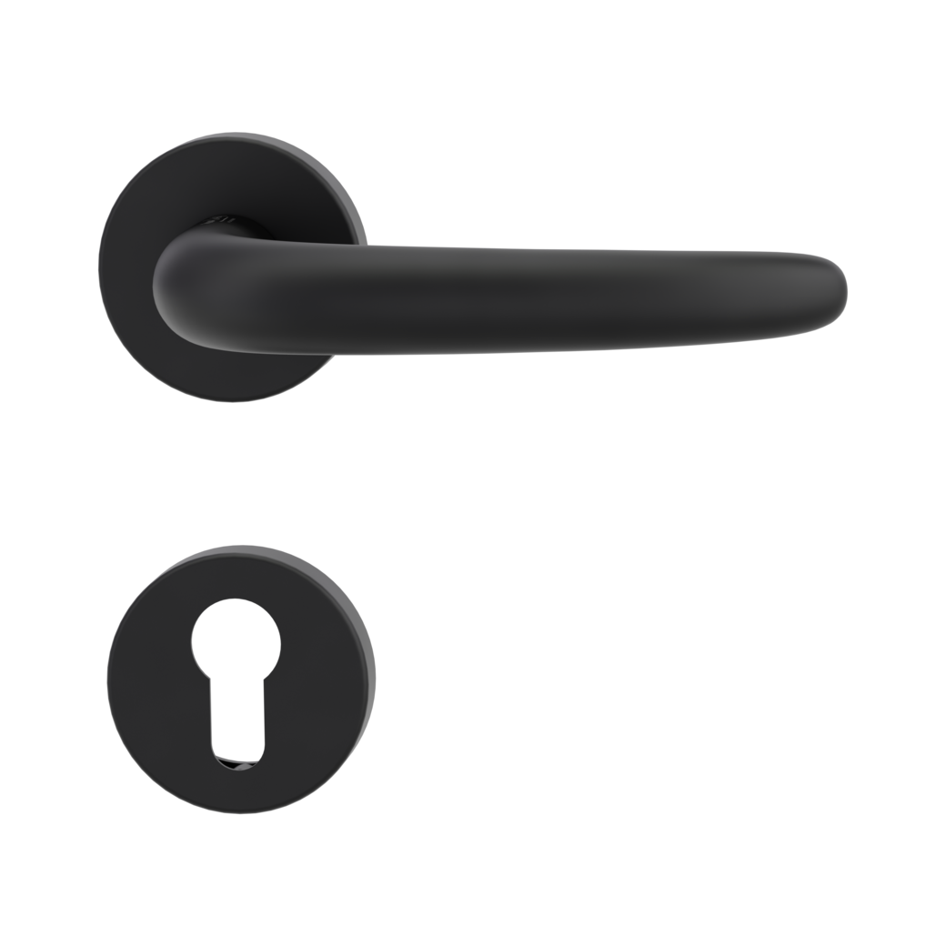 door handle set ULMER GRIFF clip on cl3 rose set round euro profile graphite black