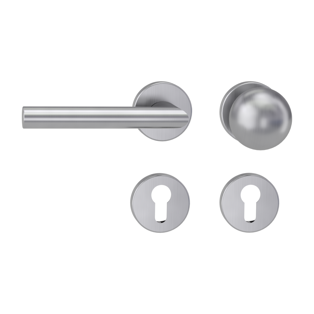 knob handle rose set VIVIA clip on cl3 rose set round knob R4 brushed steel L