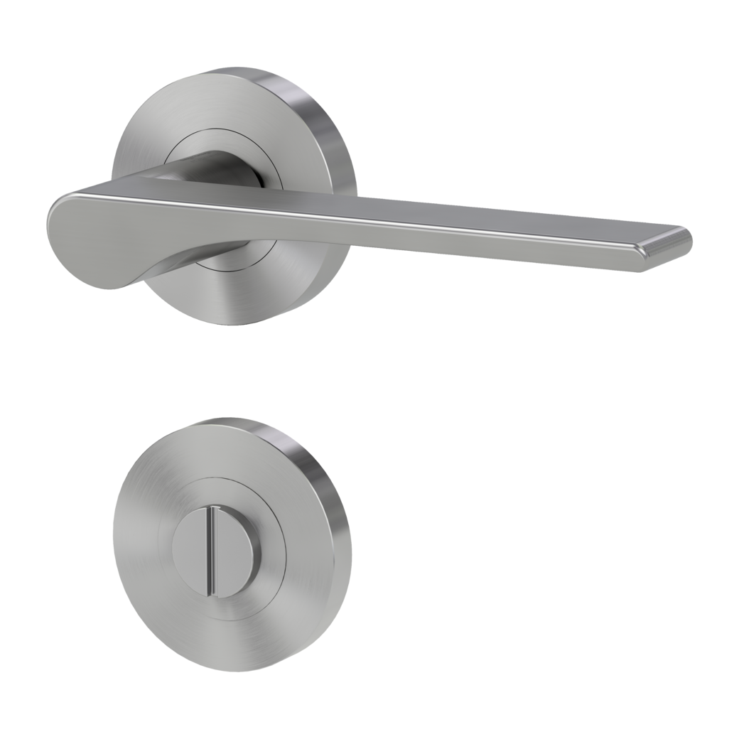 door handle set LEAF LIGHT screw on cl4 rose set round wc velvety grey