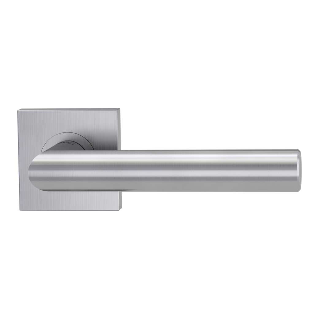 LUCIA PROF door handle set Screw-on sys.GK3 straight-edged escut. OS satin stainless steel