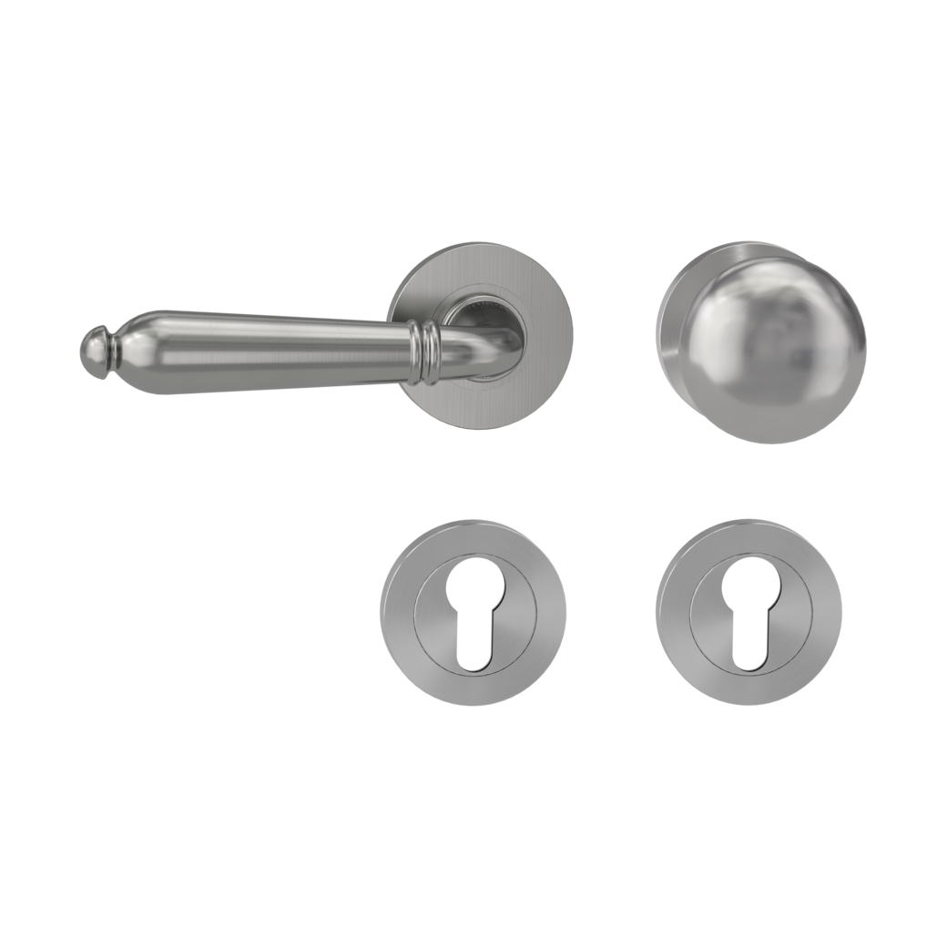 knob handle rose set CAROLA screw on cl4 rose set round knob R21 velvety grey L