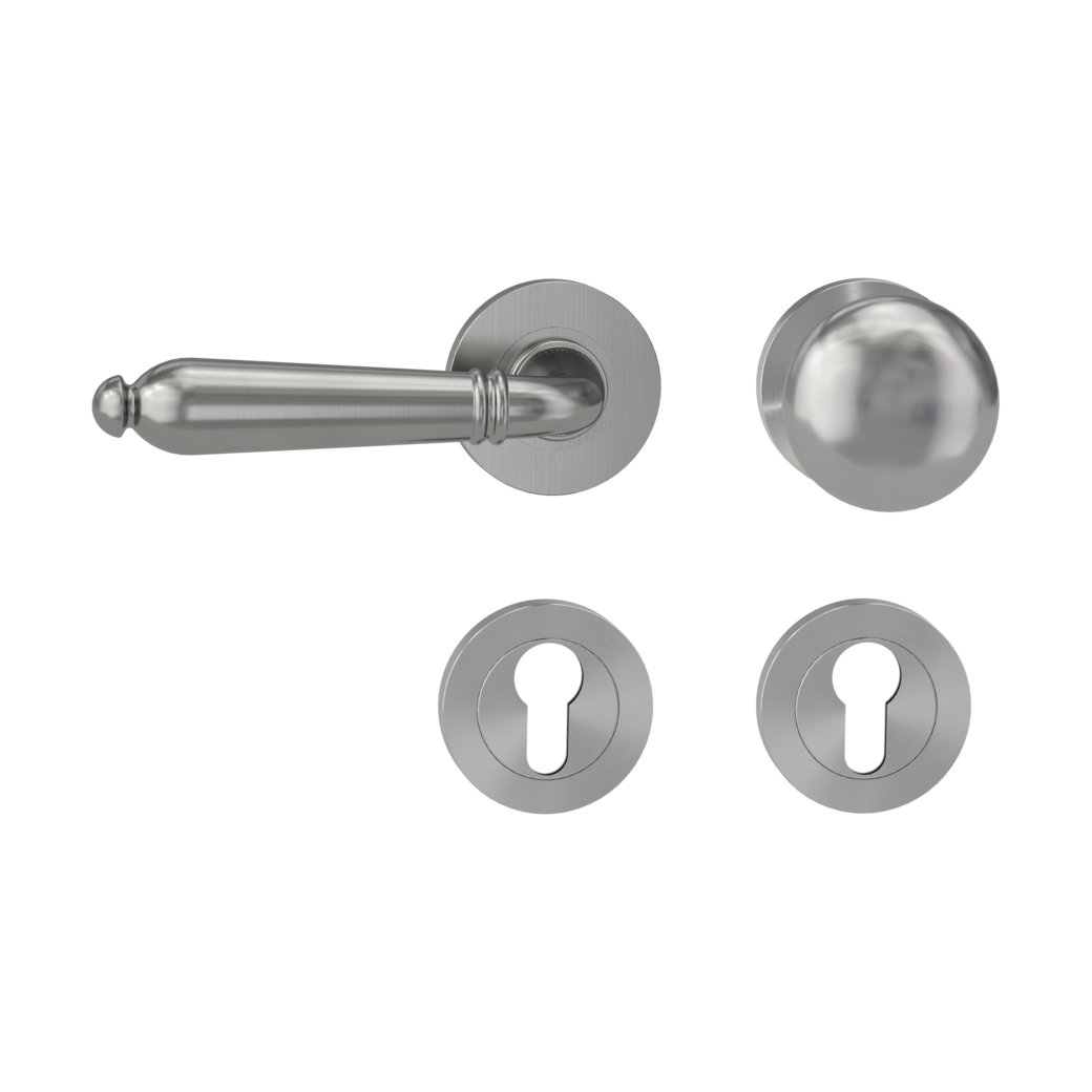 CAROLA alternate set Screw-on system GK4 round escutcheons Knob R21 velvet grey L