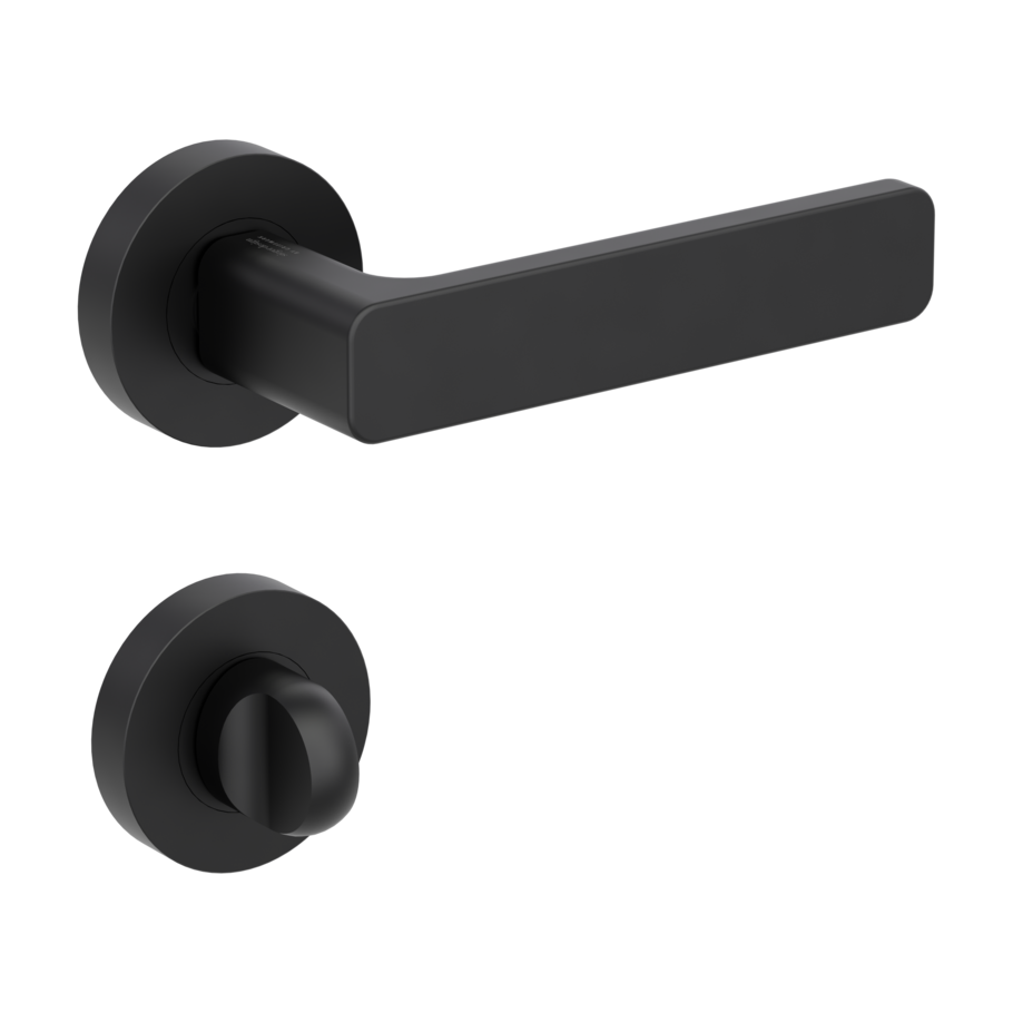 Isolated product image in the right-turned angle shows the GRIFFWERK rose set MINIMAL MODERN in the version turn and release - graphite black - screw on technique inside view 