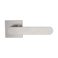 The image shows the Griffwerk door handle set AVUS in the version with rose set square unlockable screw on velvety grey