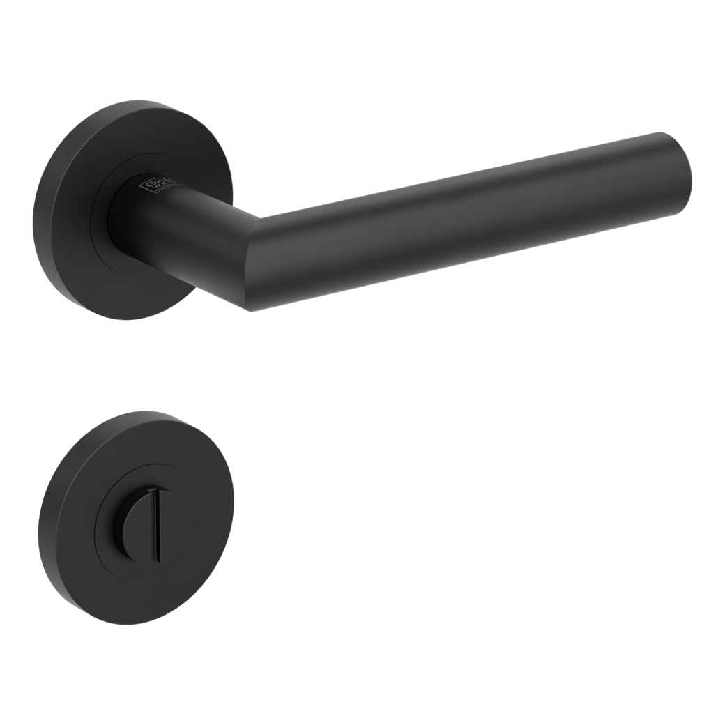 LUCIA PROF door handle set Screw-on system GK3 round escutcheons WC graphite black