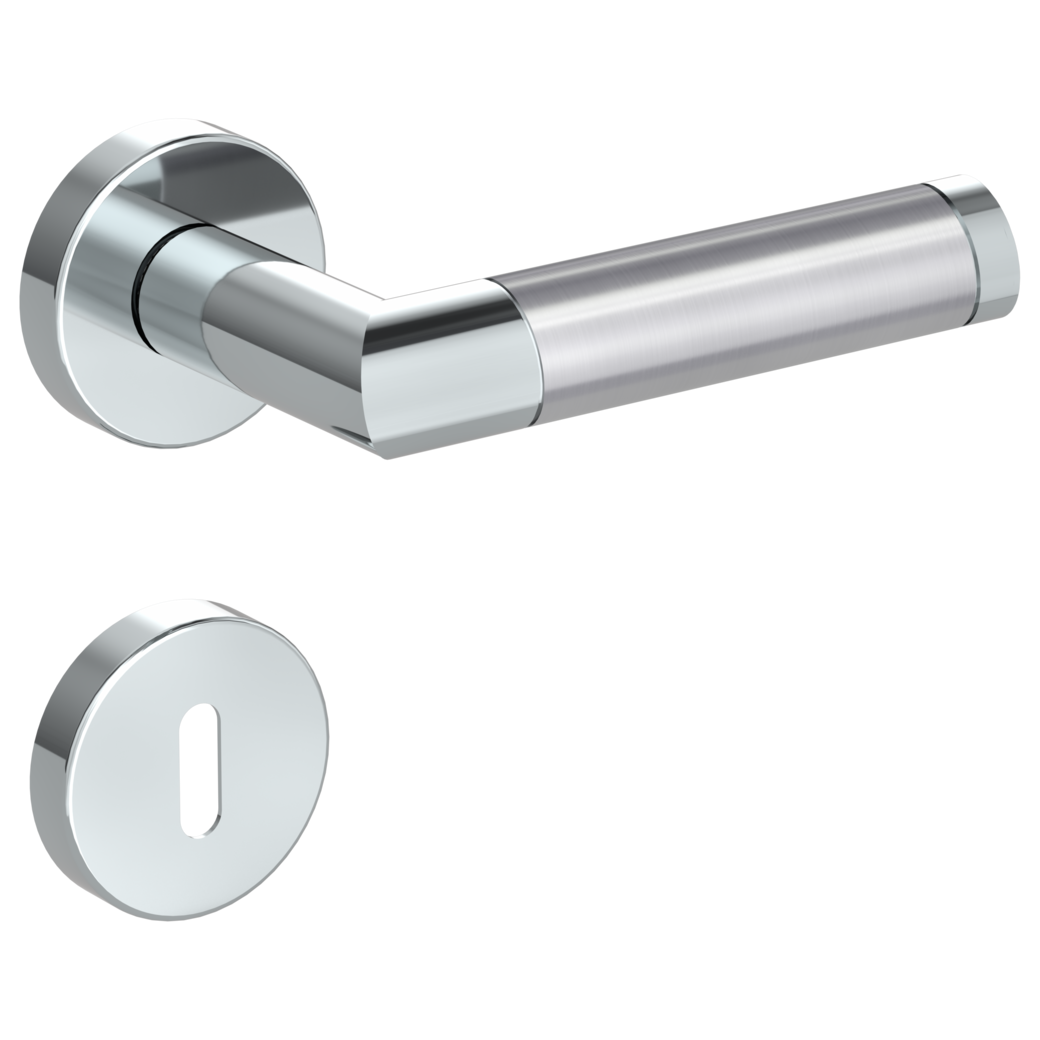 door handle set CHRISTINA clip on cl3 rose set round mortice lock polished/brushed steel
