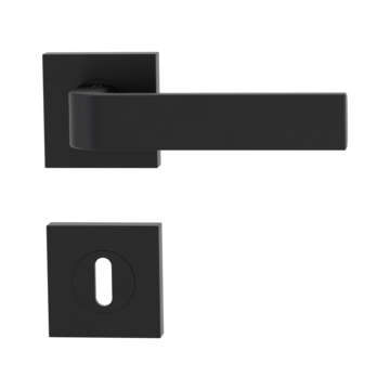 Isolated product image in perfect product view shows the GRIFFWERK rose set square GRAPH in the version mortice lock - graphite black - screw on technique