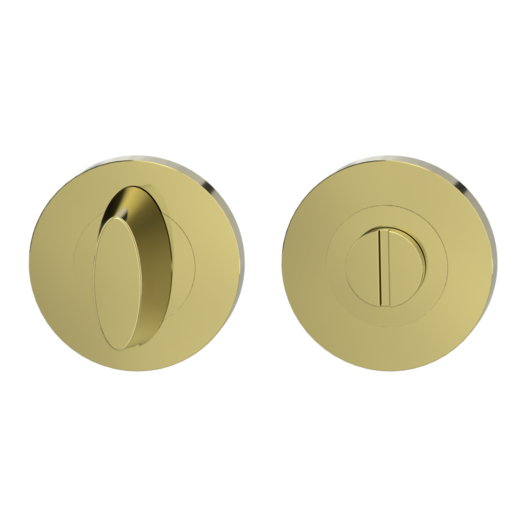 Pair of escutcheons zinc round WC Screw-on system brass effect